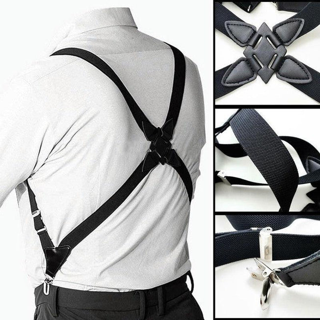 Men's Adjustable X-Shaped Suspenders | Elastic Braces with Side Clips for Stylish Trousers Support