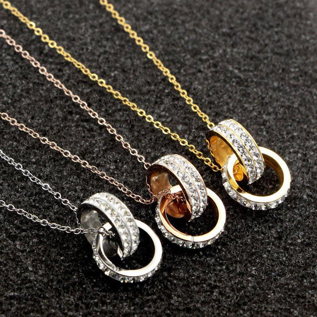 Zircon Pendant Necklace in Titanium Steel | Captivating Gold Jewelry for Women, Ideal Love Gift