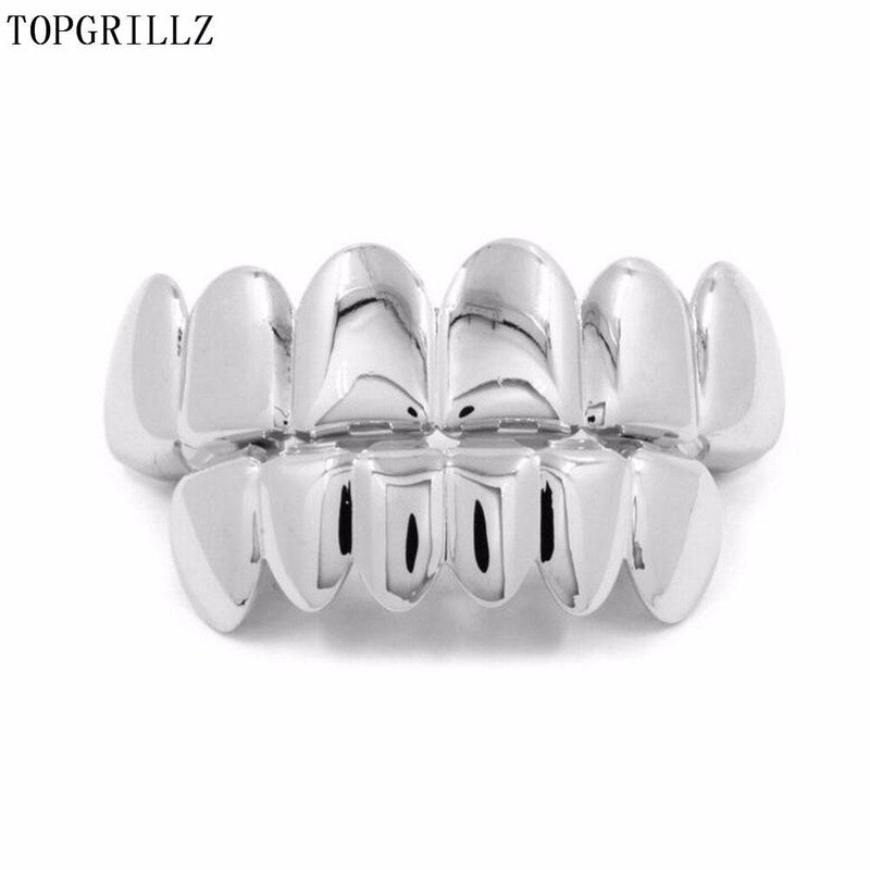 TOPGRILLZ Hip-Hop Teeth Grillz Set | Top & Bottom Grillz | Silicone Vampire Teeth | Best Gift for Christmas