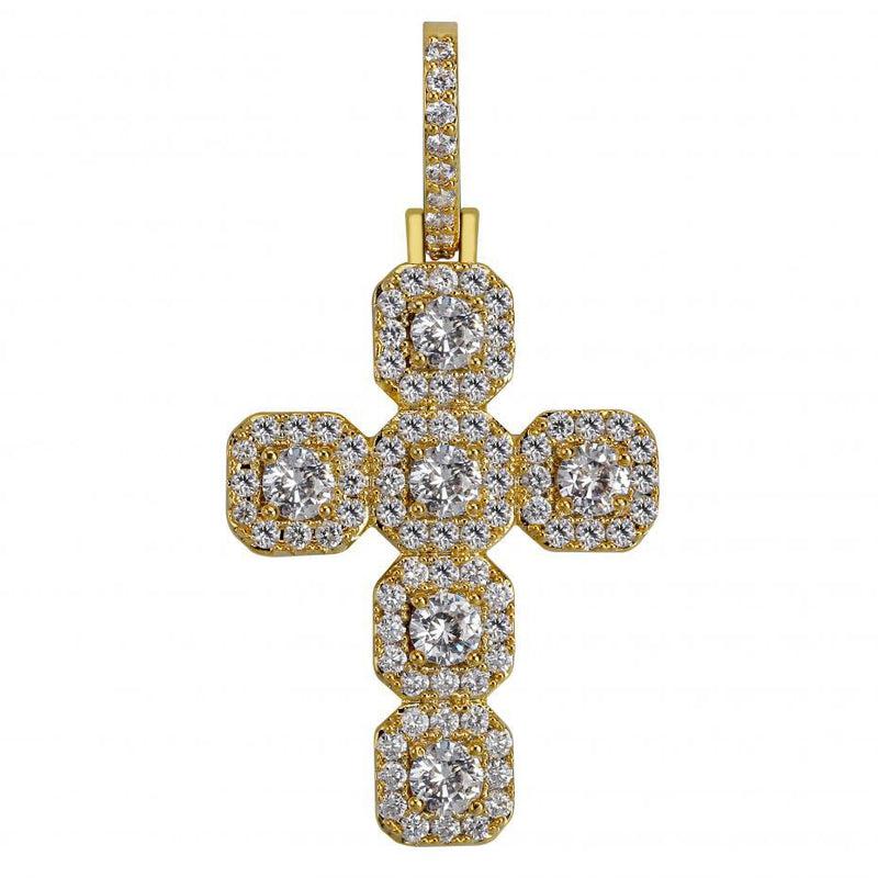 Iced Out Cross Pendant Necklace | Men's / Women's Micro Paved AAA CZ | Hip Hop Gold / Silver Color Charm Chains | Jewelry Gift