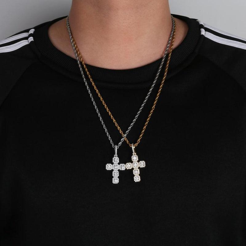 Iced Out Cross Pendant Necklace | Men's / Women's Micro Paved AAA CZ | Hip Hop Gold / Silver Color Charm Chains | Jewelry Gift