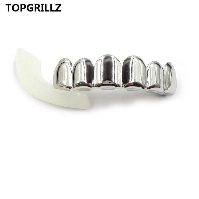 TOPGRILLZ Hip-Hop Teeth Grillz Set | Top & Bottom Grillz | Silicone Vampire Teeth | Best Gift for Christmas