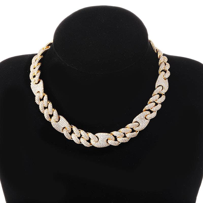 TOPGRILLZ 16mm Miami New Box Clasp Cuban Link Chain | Gold Silver Color Necklace | Iced Out Cubic Zirconia Bling | Hip Hop Jewelry