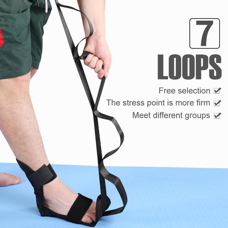 Yoga Stretching Strap, Fitness Leg Stretcher Strap, Lower leg Tendon Stretcher Belt with Loops for Work out, Foot Plantar Fasciitis Achilles Tendonitis, Calf Pain Relief