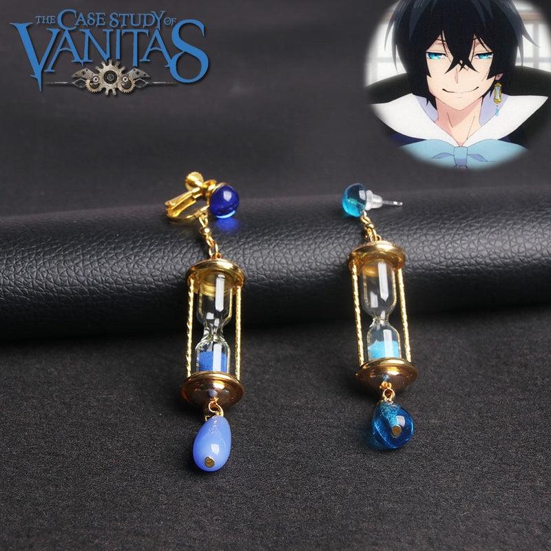 Vanitas Blue Hourglass Drop Earrings | Anime 'The Case Study of Vanitas' Earrings | Anti-allergic Ear Clips | Ear Bone Buckle Jewelry