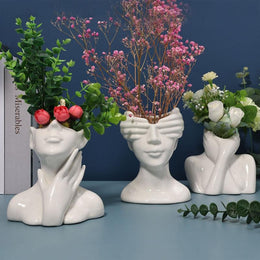 Woman Sculpture Ceramic Vase | Artistic & Whimsical Floral Display | Distinctive Living Room Decor
