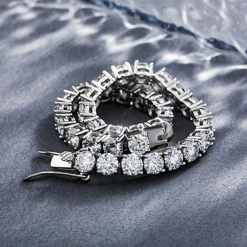 TOPGRILLZ 925 Sterling Silver D Color Moissanite Bracelet | 3-5mm Round Cut Tennis Bracelet | High Quality | Hip Hop Fashion Jewelry