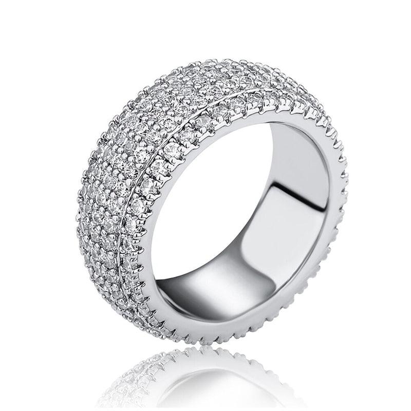 TOPGRILLZ 5 Layer Zirconia Band Full Ring | Micro Paved Cubic Zirconia Rings | High Quality | Men Women