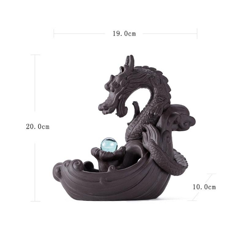 Dragon Smoke Waterfall Incense Burner | Ceramic Dragon Incense Holder with Crystal Ball | Creative Home Decor