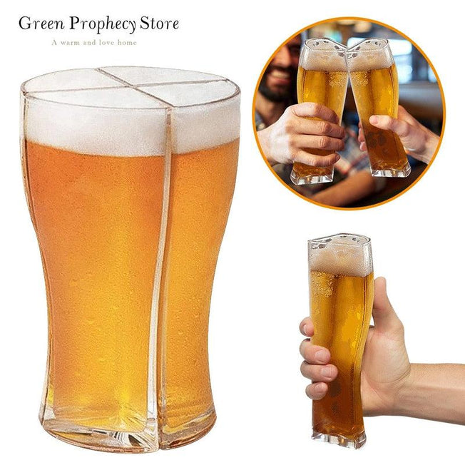 Premium Split Beer Glasses - Detachable 4-Section High Capacity Beer Mugs | Ideal for Celebrations | Top-Quality Plastic Goblets