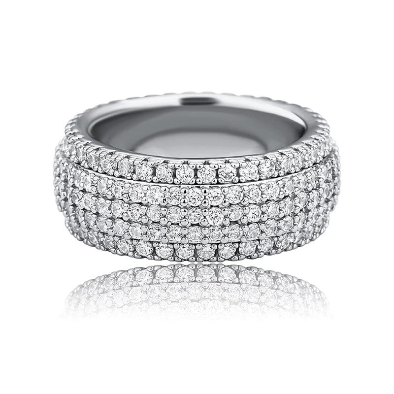 TOPGRILLZ 5 Layer Zirconia Band Full Ring | Micro Paved Cubic Zirconia Rings | High Quality | Men Women