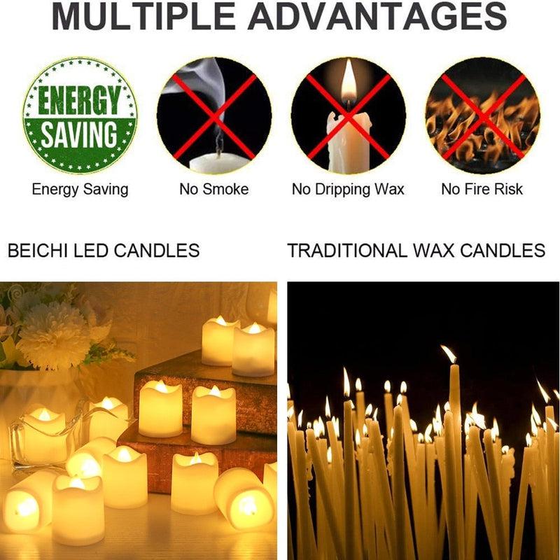 Yeahmart Flameless LED Candles Light Decoration Creative Lamp Battery Powered for Home Wedding Birthday Party Decoration, Remote Control Option (6-24 pcs)