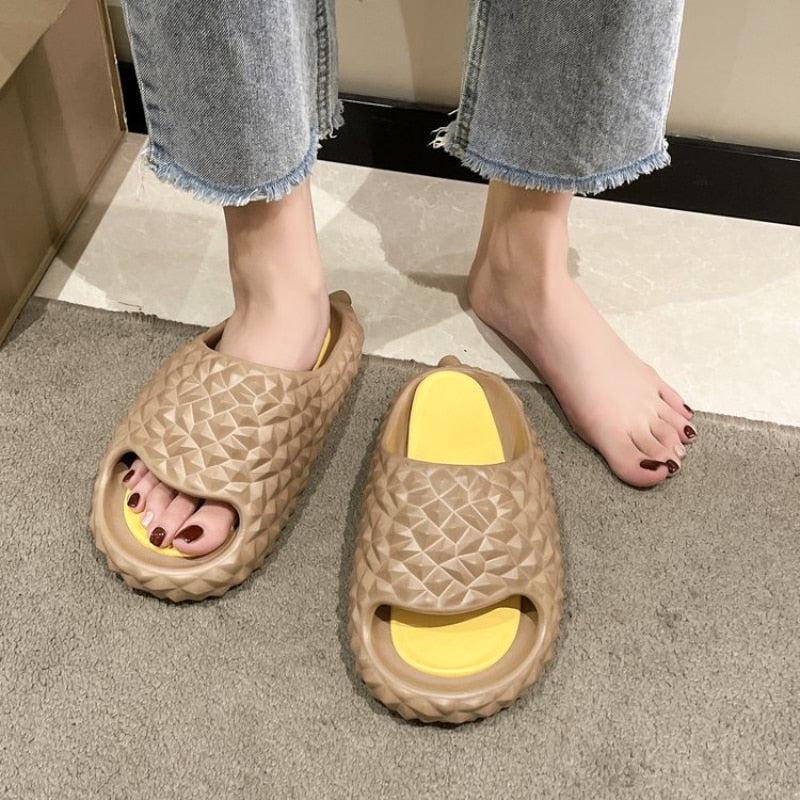 Patterned Platform Slides for Women - Playful Summer Footwear | Thick Sole Sandals | Ladies' Non-Slip Bathroom Slippers