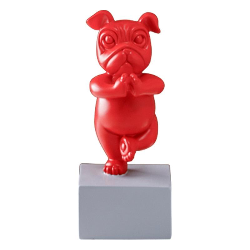 Playful French Bulldog Yoga Statue | Resin Cartoon Animal Sculpture, Creative Gift for Children