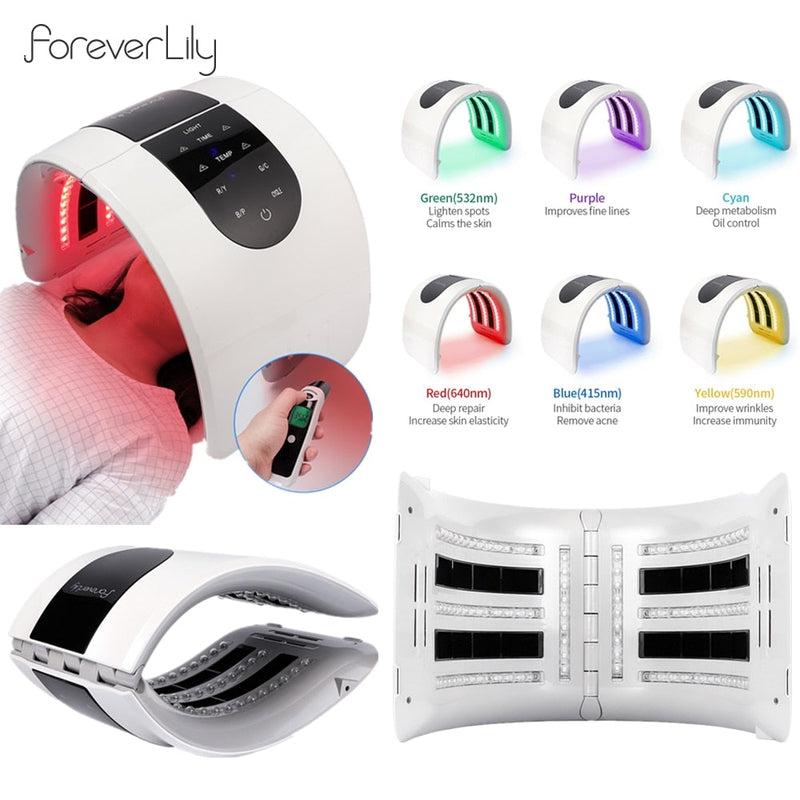 ForeverLily Foldable 7 Color LED Photon Heating Therapy Face & Body Mask Machine Salon, Anti-aging Removes Wrinkles, Home Use Skin Care