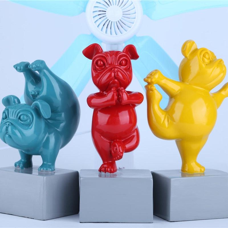 Playful French Bulldog Yoga Statue | Resin Cartoon Animal Sculpture, Creative Gift for Children