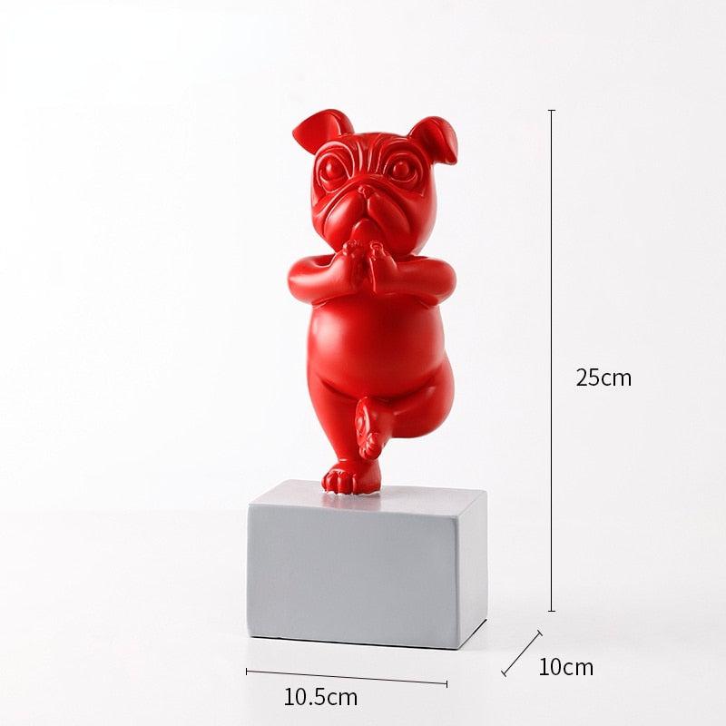 Playful French Bulldog Yoga Statue | Resin Cartoon Animal Sculpture, Creative Gift for Children