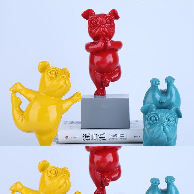 Playful French Bulldog Yoga Statue | Resin Cartoon Animal Sculpture, Creative Gift for Children