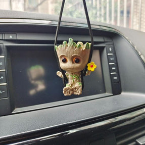 Groot Car Mirror Charm | Cartoon Character Rearview Mirror Decoration | Unique Automotive Interior Accent