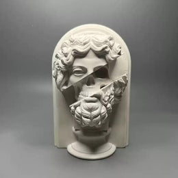 Zeus Portrait Sculpture | Vintage Revived Greek Mythology Plaster Statue | Figurines Zeus Head Bust | Half Skull Aesthetic Art Decoration | Office & Home Decor