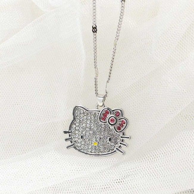 Hello Kitty Necklace | Silver Elegance in 2 Different Designs for Women's Clavicle Charm