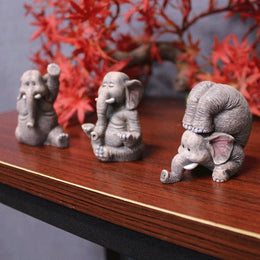 Yoga Elephant Sculptures | Resin Animal Ornament Figurines | Desk Decoration | Distinctive Present for Friends and Family