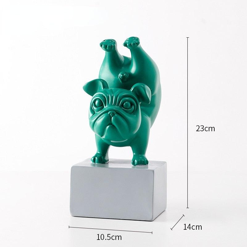 Playful French Bulldog Yoga Statue | Resin Cartoon Animal Sculpture, Creative Gift for Children