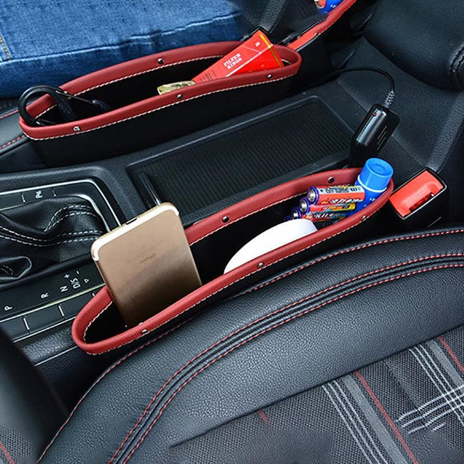 PU Leather Car Seat Gap Pocket Organizer - Multifunctional Storage with Cup, Key, and Phone Holder - Available in 4 Colors