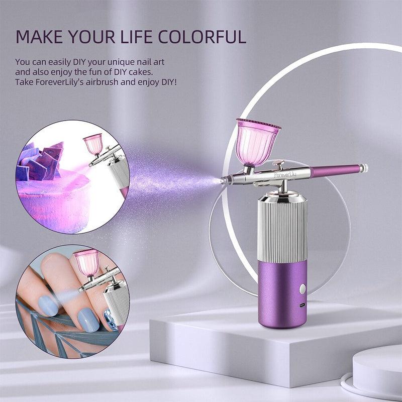 ForeverLily Airbrush Makeup Tools | One-Button Operation, Easy Cleaning, Silent Mist, Wireless Charging | Versatile Beauty & Tattoo Airbrush Kit