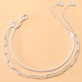 MYJIEBIN Two Piece Double Layer Bracelet Set Sparkling Simple Temperament Small Figure Folding Star Bracelet for Women Jewelry