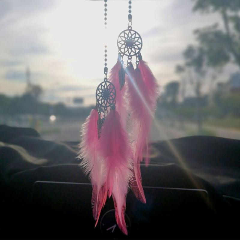 Dream Catcher Car Pendant Feather Mirror Hanging Pendant | Home Decor Lucky Car Ornament | Girls Boys Car Interior Accessories