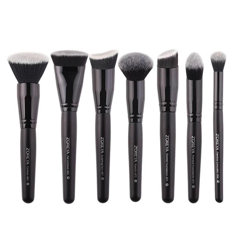 ZOREYA Makeup Brushes Set, Premium Synthetic Kabuki Brush Cosmetics, Concealers Powder Blush Blending Face Eye Shadows Brush Set (Black)