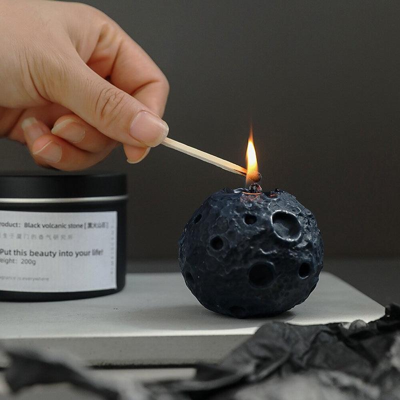 Mini Meteorite Scented Candles Black | Geometry Moon Candle Fragrance | Gift for Home Decor