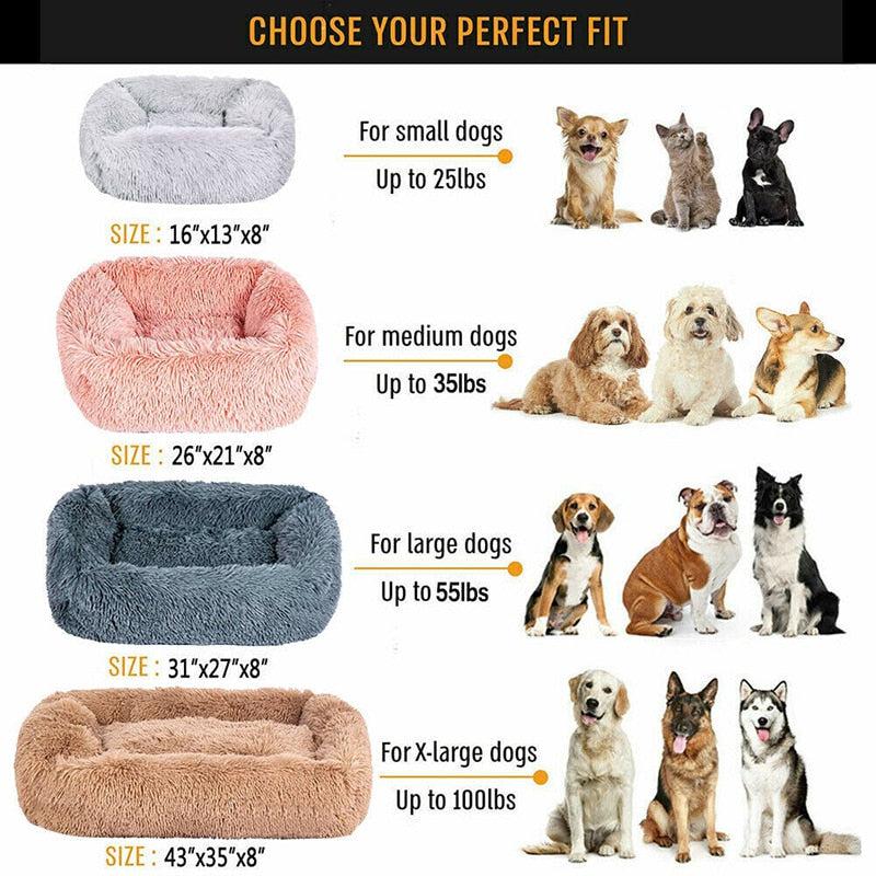 Square Plush Dog Mat Bed for Small, Medium, Large Dogs | Calming & Washable Kennel | Pet Supplies