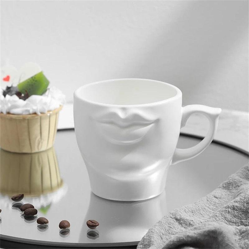 3D Lips Mouth Ceramic Coffee Cups | Handmade Porcelain Drinkware for Unique Table Decor | Special Gifts