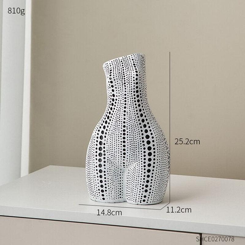 Modern Ceramic Vases | Female Figurines Decor | Flower Pot | Nordic Aesthetic | Luxury Polka Dot Body | Art Ornaments