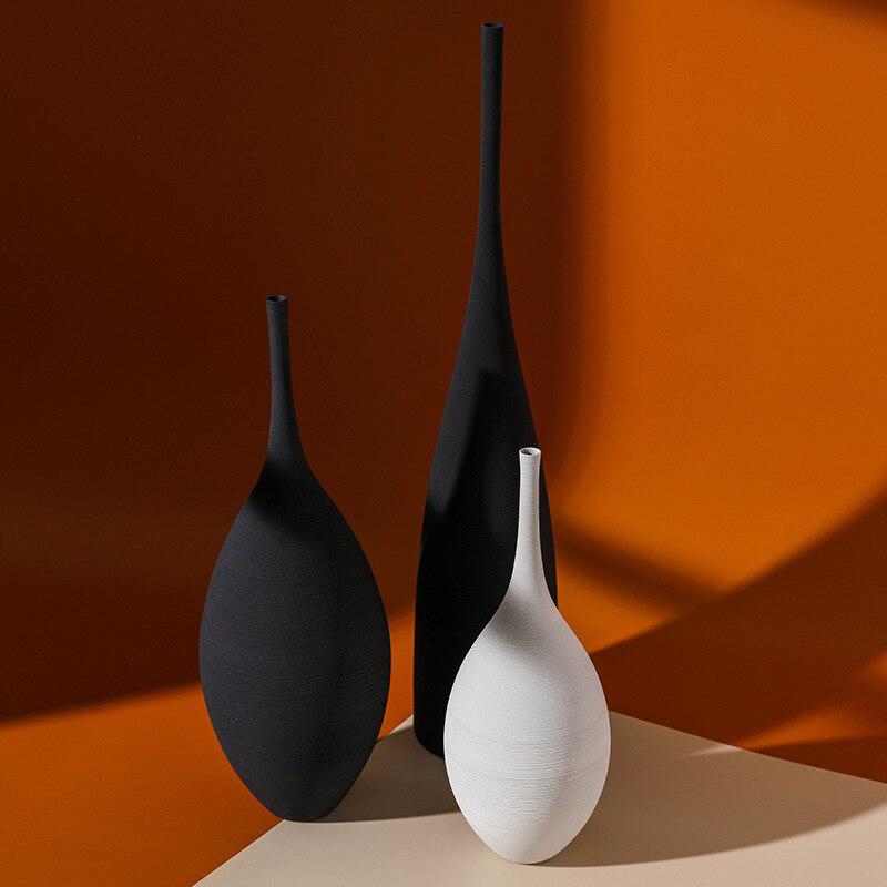 Ceramic Vases | Black and White | Simple Creative Designs | Handmade Art Decoration for Living Room, Bedroom