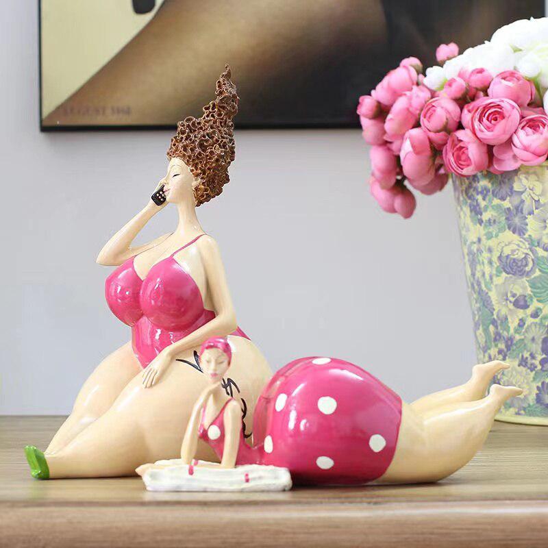 Nordic Playful Cartoon Intrigate Beauty Women Ornaments | Creative Desk Figurines for Home Living Room Decoration