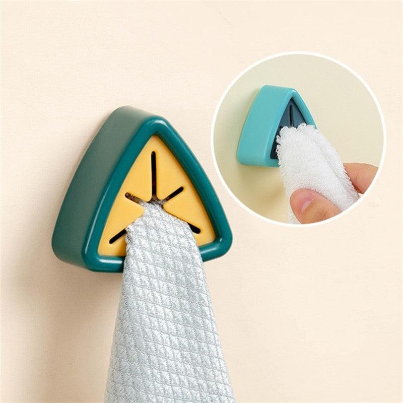 3 pcs / Set Adhesive Towel Storage Racks Hanger | Kitchen Rag Cleaning Tools Hook Rack | Towels Storage Clip Gadgets