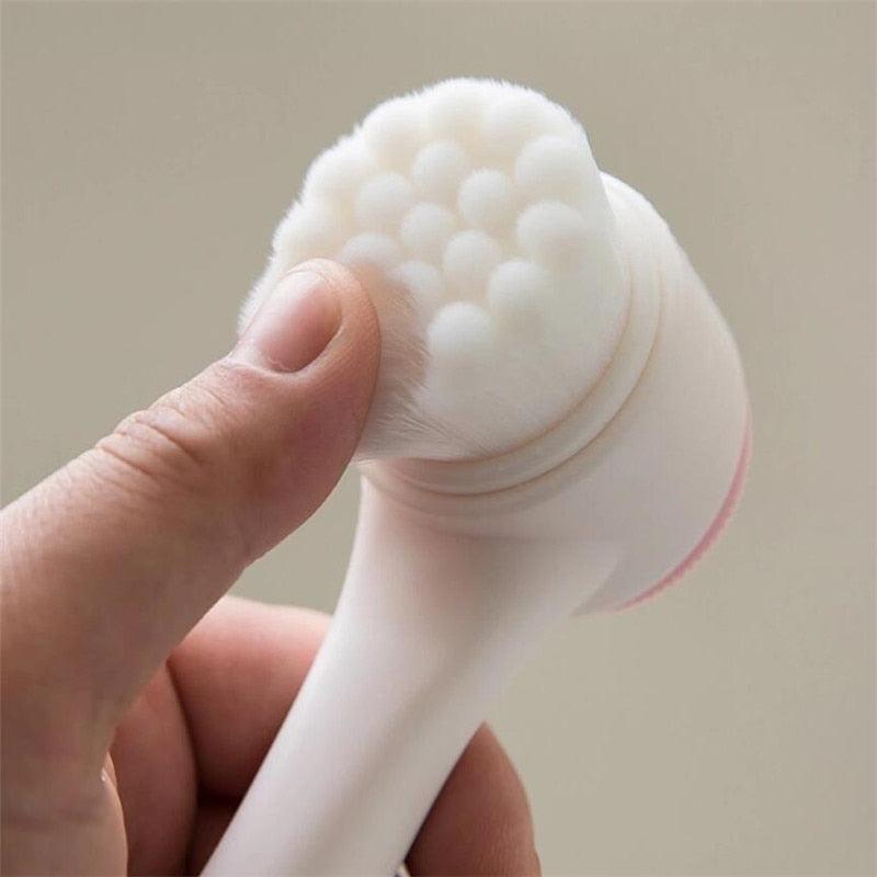 3D Face Cleaning Massage Brushes, Face Wash Product, Double Side Silicone Face Portable Cleansing Brush