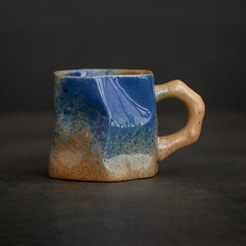 Vintage Clay Ceramic Coffee Mug - Handmade Stoneware Water Cup with Gradient Glaze - Creative and Unique Coffee Cups