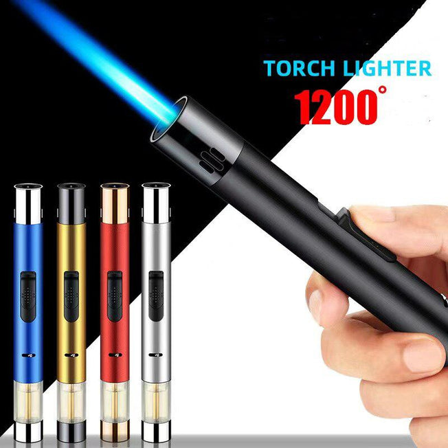 Pen Airbrush Jet Butane Candle Lighter | Turbo Windproof Metal Gas Kitchen Torch | Gadget for Men