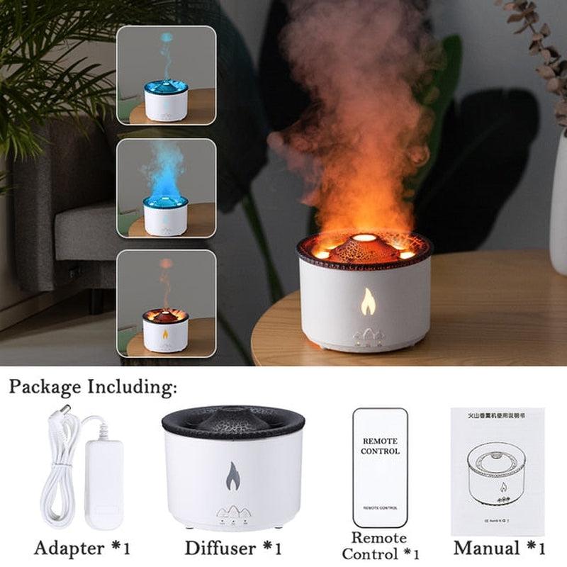 Flame Volcano Humidifier Aroma Diffuser | LED Essential Oil Mist Maker | Fire Jellyfish Home Fragrance