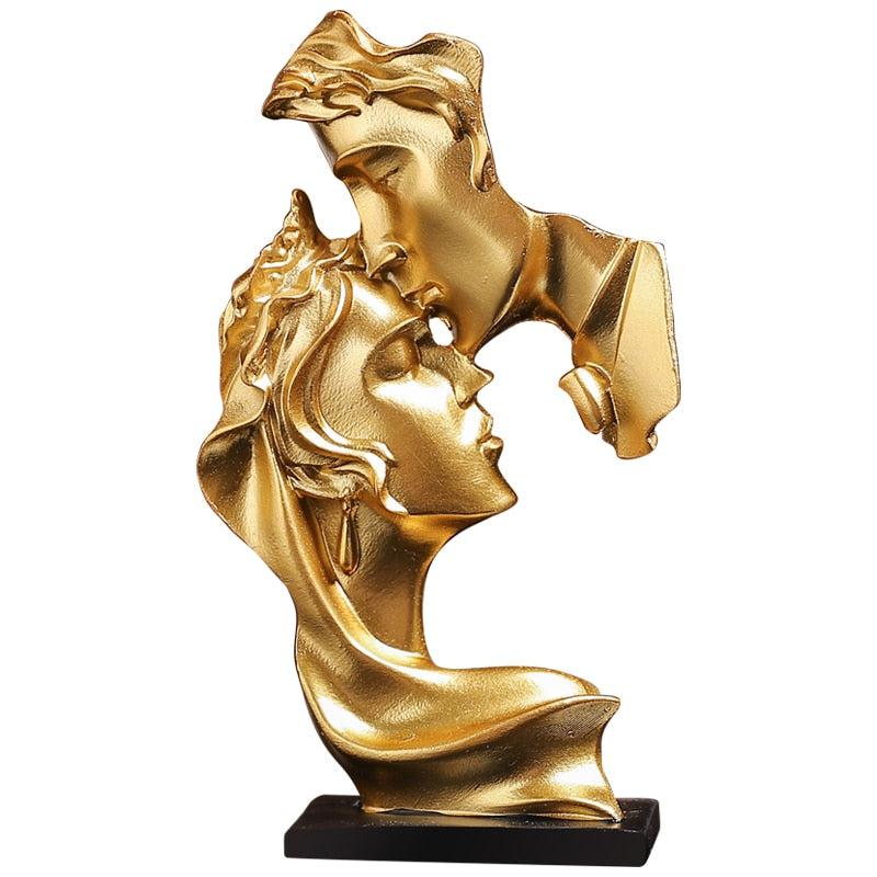 Romantic Lovers Forehead Kiss Statue | Mini Resin Sculpture for Heartwarming Home Decor