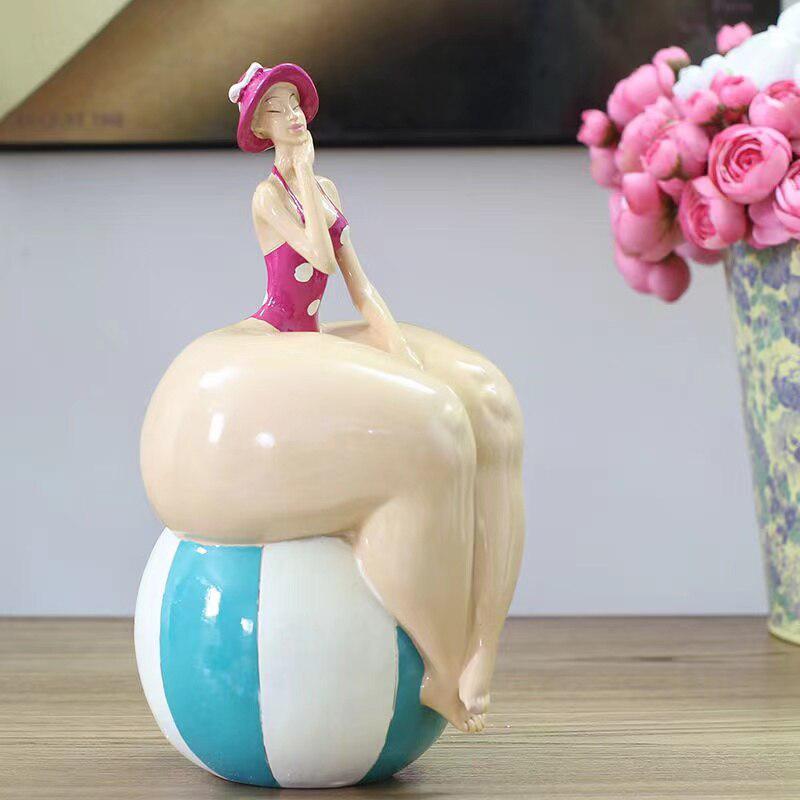 Nordic Playful Cartoon Intrigate Beauty Women Ornaments | Creative Desk Figurines for Home Living Room Decoration