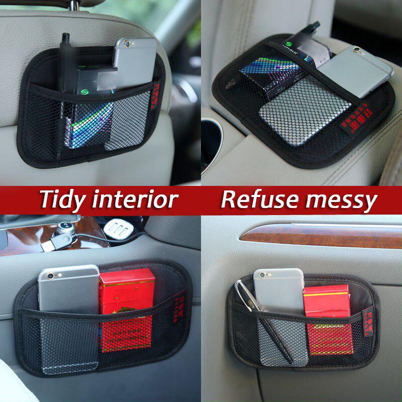 Car Storage Mesh Leather Bag: Oxford Fabric Storage Bag for Phones, Personal Items, and Keys - Best Car Accessories