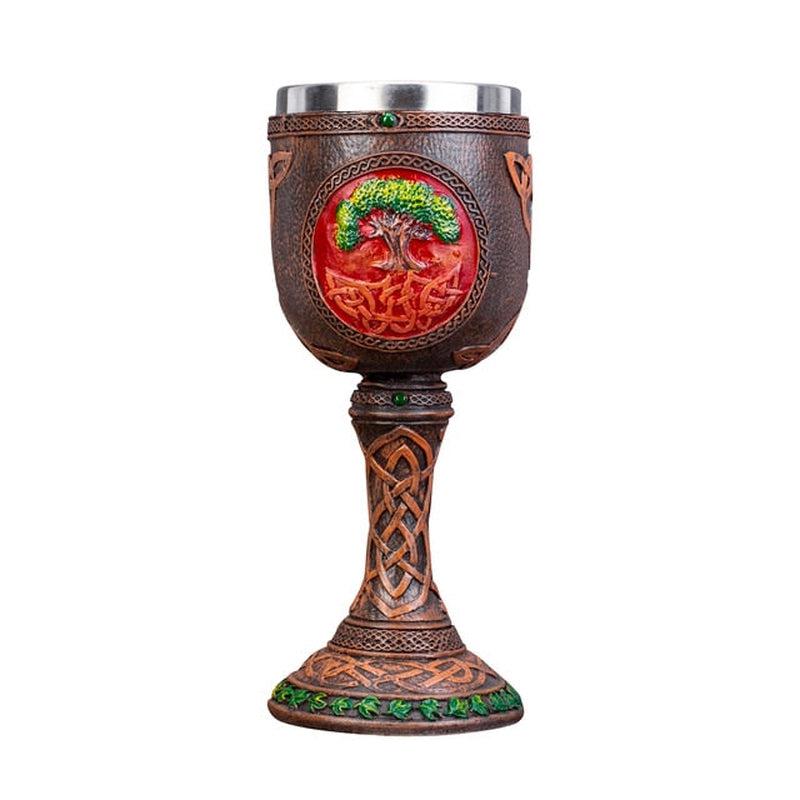 Norse Tree of Life Viking Mug | Resin & Stainless Steel Beer | Goblet with Celtic Tree Design | Halloween Gifts