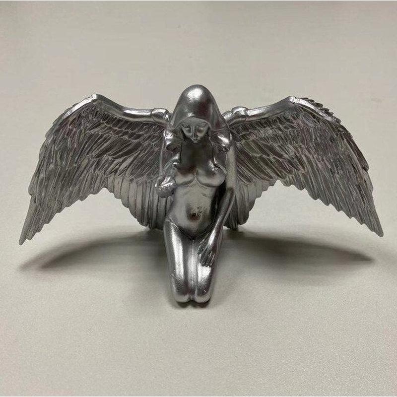 Elegant Silver Angel Wings Figurine | Resin Craft Desktop Ornaments for Home & Garden Decor