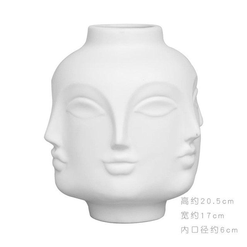 Creative Face Ceramic Vase for Flowers | Decorative Indoors & Outdoors | Ethnic Aesthetics | Living Room, Bedroom, Garden