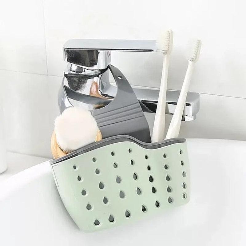 Kitchen Organizer - Adjustable Snap Sink Sponge Holder | Hanging Drain Basket | Kitchen Gadgets